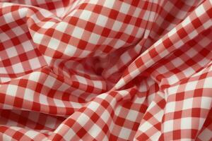 AI Generative red and white checkered fabric photo