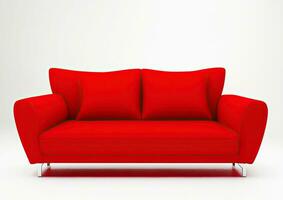 Comfortable red home sofa. Generative AI photo