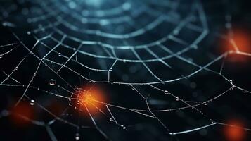 spider web on dark background, 3d rendering toned image Generative AI photo