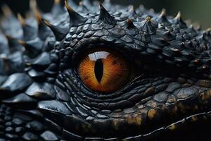 a image of Close up of Iguana eye, dragon eye, dinosaur eye Generative AI photo