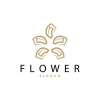 Simple Flower Logo, Vector Ornamental Plant Line Design for Business Brand, Template Illustration