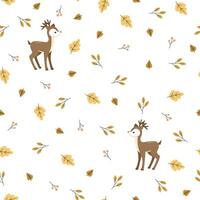 Seamless vector pattern with cute deer and leaves. Perfect for textile, wallpaper or print design.
