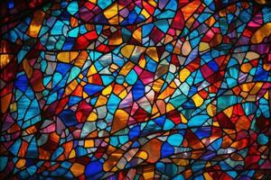 Stained Glass Background, Colorful Stained Glass Background, Stained Glass Texture, AI Generative photo