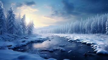 Winter Wonderland the Serene Beauty of Snowy Landscapes, AI Generative photo