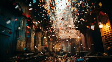 the Magic Vibrant Confetti Blast at Our New Year's Eve Event, AI Generative photo