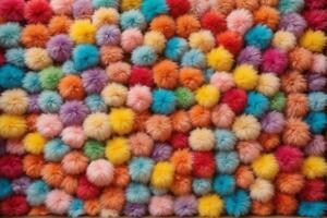 Rainbow Colorful Fluffy Fur Ball Texture Wallpaper, Colorful Fluffy Background, Fluffy Fur Background, Fur Texture Background, AI Generative photo