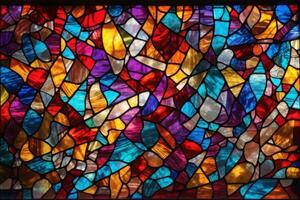 Stained Glass Background, Colorful Stained Glass Background, Stained Glass Texture, AI Generative photo