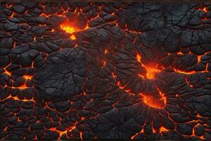 Lava Texture Background, Glowing Lava Texture Background, Magma Flow, Lava Flow, Cracked Lava, AI Generative photo