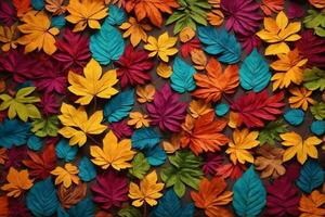 Rainbow Colorful Leaves Background, Colorful Leaves Background, Multicolor Leaves Background, Leaves Wallpaper, Fallen leaves Background, AI Generative photo