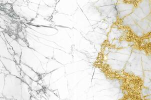White Stone Marble Texture with Golden Strokes photo
