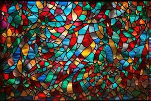 Stained Glass Background, Colorful Stained Glass Background, Stained Glass Texture, AI Generative photo