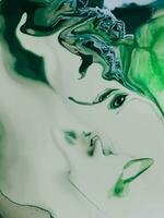 Watercolor abstract green stain photo