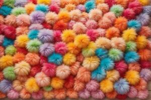 Rainbow Colorful Fluffy Fur Ball Texture Wallpaper, Colorful Fluffy Background, Fluffy Fur Background, Fur Texture Background, AI Generative photo