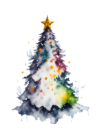 Watercolor abstract christmas tree clip art, AI Generative png