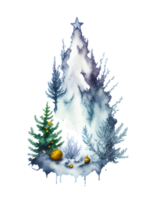 Watercolor abstract christmas tree clip art, AI Generative png