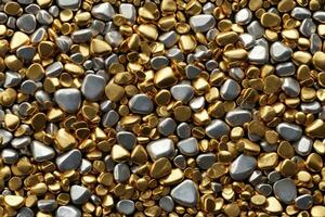 Gold Stone Background, Golden Pebbles Stone Background, Stone Background, Gold Pebble Stones, Pebbles Wallpaper, AI Generative photo