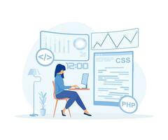 Programmer working modern flat concept for web banner design. developer creates software and programming code. flat vector modern illustration