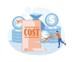 Businessman cutting cost. Cost reduction, cost cutting and efficiency. flat vector modern illustration