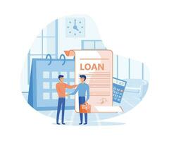 Loan agreement concept illustration. Suitable for landing page, ui, web, App intro card, editorial, flyer, and banner. flat vector modern illustration