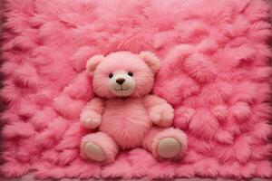 Pink Fluffy Teddy Bear background, Fluffy Teddy Bear Background, Teddy Bear Background, Teddy Bear Wallpaper, AI Generative photo