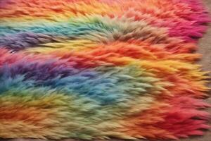 Rainbow Fur Texture, Rainbow Fur Texture Background, Colorful Fur Texture, Fluffy Fur Texture, Fluffy Fur Background, AI Generative photo