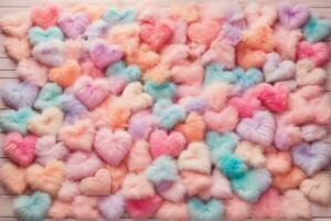 Pastel Fluffy Heart Wallpaper, Fluffy Heart Texture Background, Fur Texture, Fluffy Fur Background, AI Generative photo