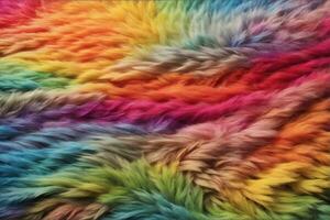 Rainbow Fur Texture, Rainbow Fur Texture Background, Colorful Fur Texture, Fluffy Fur Texture, Fluffy Fur Background, AI Generative photo