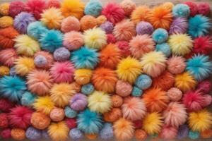 Rainbow Colorful Fluffy Fur Ball Texture Wallpaper, Colorful Fluffy Background, Fluffy Fur Background, Fur Texture Background, AI Generative photo