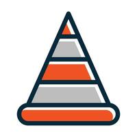 Cone Vector Thick Line Filled Dark Colors