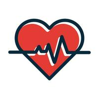 Heart Beat Vector Thick Line Filled Dark Colors