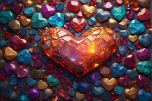 Colorful Heart Stone Background, Colorful Heart Stone Wallpaper, Stone Background, Heart background, AI Generative photo