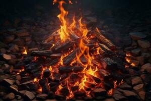 Campfire Background, Fire Background, Fire Wallpaper, AI Generative photo