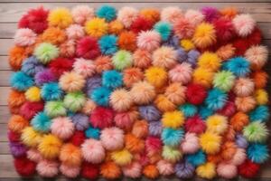 Rainbow Colorful Fluffy Fur Ball Texture Wallpaper, Colorful Fluffy Background, Fluffy Fur Background, Fur Texture Background, AI Generative photo