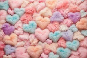 Pastel Fluffy Heart Wallpaper, Fluffy Heart Texture Background, Fur Texture, Fluffy Fur Background, AI Generative photo