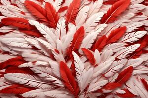 rojo pluma fondo, pluma fondo de pantalla, plumas fondo, mullido pluma textura, pluma patrón, pluma textura, piel textura, ai generativo foto