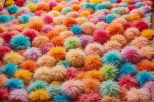 Rainbow Colorful Fluffy Fur Ball Texture Wallpaper, Colorful Fluffy Background, Fluffy Fur Background, Fur Texture Background, AI Generative photo