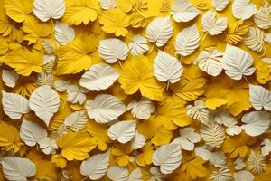 Yellow and white Leaves Background, Leaves Background, Leaves Wallpaper, AI Generative photo