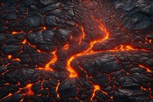 Lava Texture Background, Glowing Lava Texture Background, Magma Flow, Lava Flow, Cracked Lava, AI Generative photo