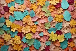 Pastel Colorful Leaves Background, Pastel Leaves Background, Leaves Background, Leaves Wallpaper, AI Generative photo