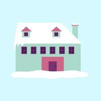 Flat Illustration Of Snowy House vector