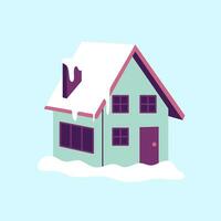 Flat Illustration Of Snowy House vector