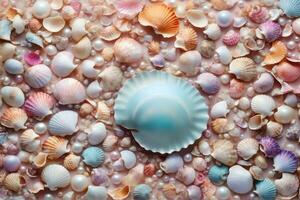 Pastel Seashells Wallpaper, Pastel Pearl and Seashell Background, Pearl Background, Seashell Background, AI Generative photo