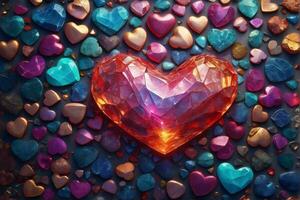 Colorful Heart Stone Background, Colorful Heart Stone Wallpaper, Stone Background, Heart background, AI Generative photo