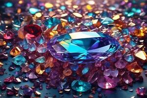 piedra preciosa fondo, cristal diamante fondo, cristal piedra preciosa fondo, vistoso piedra preciosa fondo, ai generativo foto