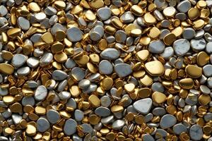 Gold Stone Background, Golden Pebbles Stone Background, Stone Background, Gold Pebble Stones, Pebbles Wallpaper, AI Generative photo