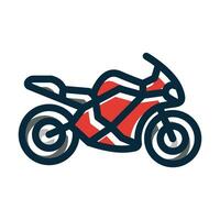 Motorcycle Vector Thick Line Filled Dark Colors