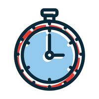 Stop Watch Vector Thick Line Filled Dark Colors