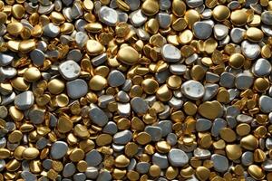 Gold Stone Background, Golden Pebbles Stone Background, Stone Background, Gold Pebble Stones, Pebbles Wallpaper, AI Generative photo