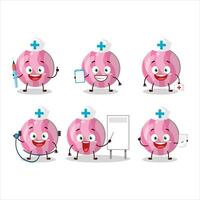 Doctor profession emoticon with pink candy cartoon character vector