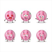Pink candy cartoon character with nope expression vector